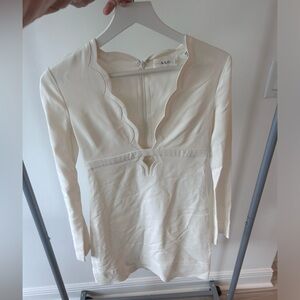 A.L.C. Cream Long Sleeve Scalloped Mini Dress